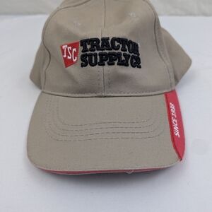 Tractor Supply Co. Tan and Red Cap NWOT One Size With Adjustable Strap